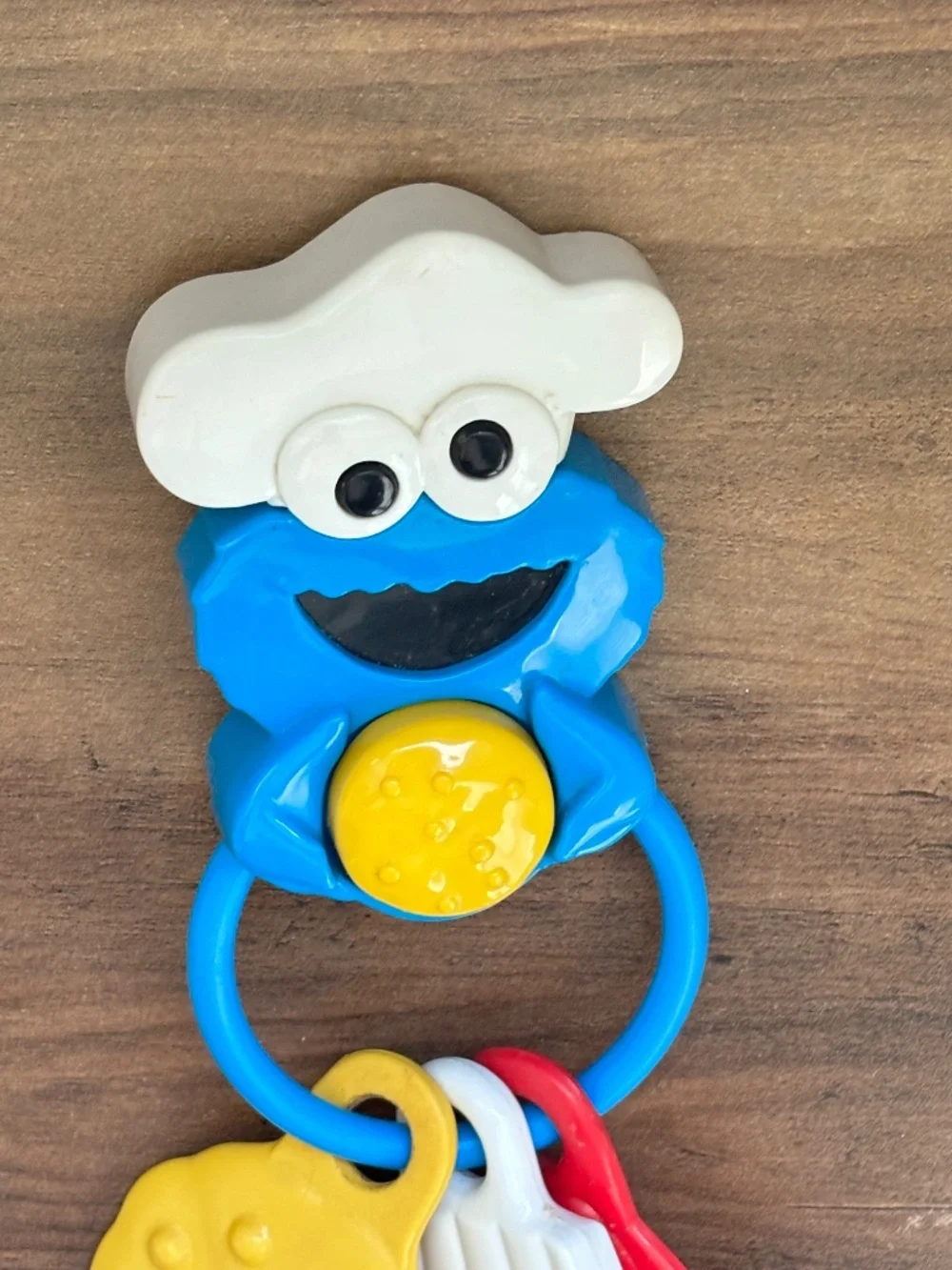 VINTAGE Sesame Street Cookie Monster Baby Rattle Teether Activity Toy Tyco 1995